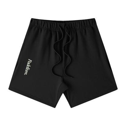 Black off-court shorts with elastic waistband, drawstring and Padelsmith logo