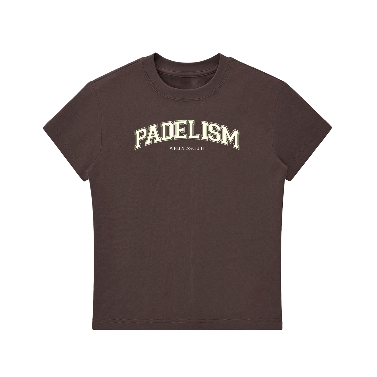 Padelism Wellness Club crewneck T-shirt, brown, front logo print