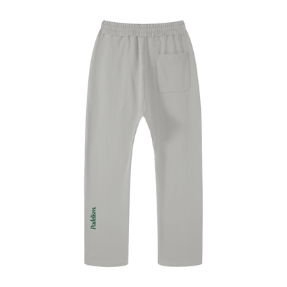Light gray straight-leg pants with elastic waistband and front pocket; Padelism logo