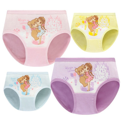 Girls' Cotton Cartoon Briefs – 4-Pack