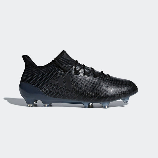 Adidas black FG football boot with textured upper and studded outsole