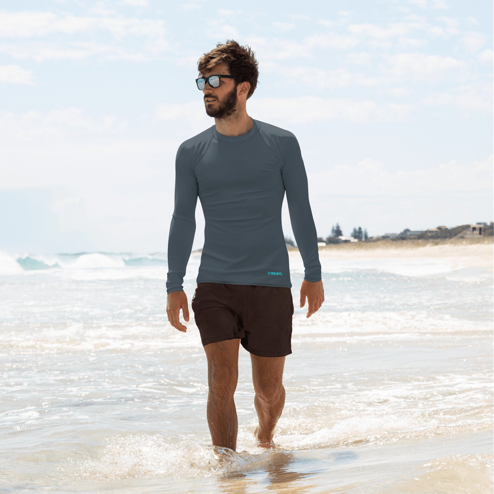 The Gymbum UK Charcoal aqua Men's Performance Rash Guard