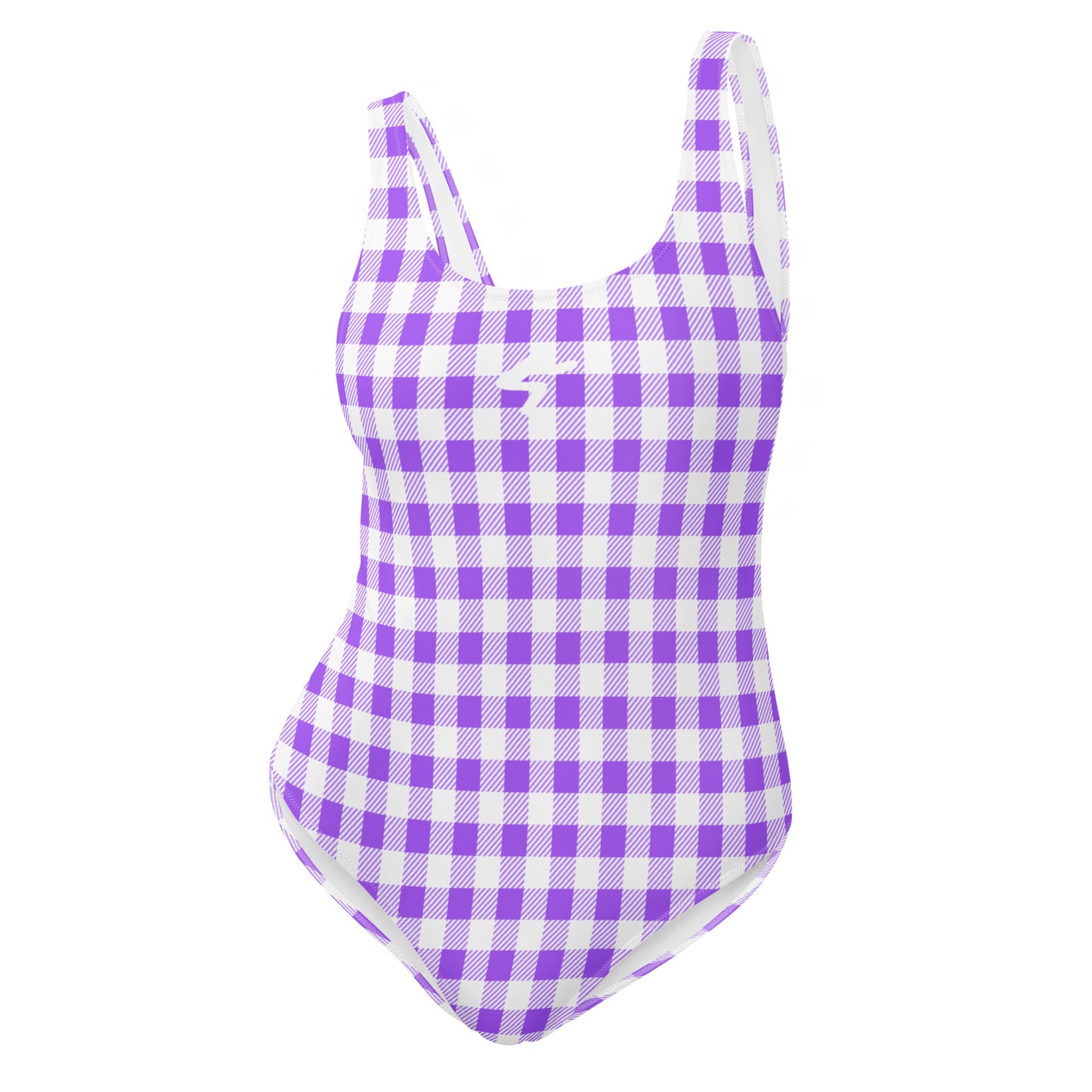 The Gymbum UK QuickDry Purple Plaid Pattern One-Piece Swimsuit