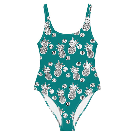 The Gymbum UK QuickDry Pineapple Dusky Teal One-Piece Swimsuit