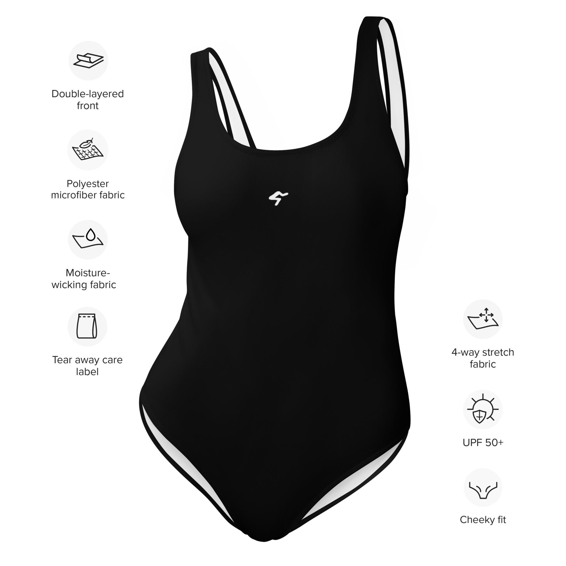 The Gymbum UK Black QuickDry One-Piece Swimsuit