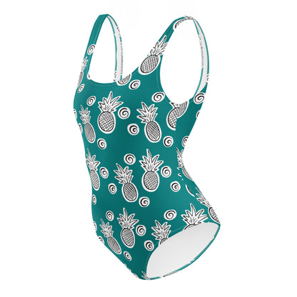 The Gymbum UK QuickDry Pineapple Dusky Teal One-Piece Swimsuit