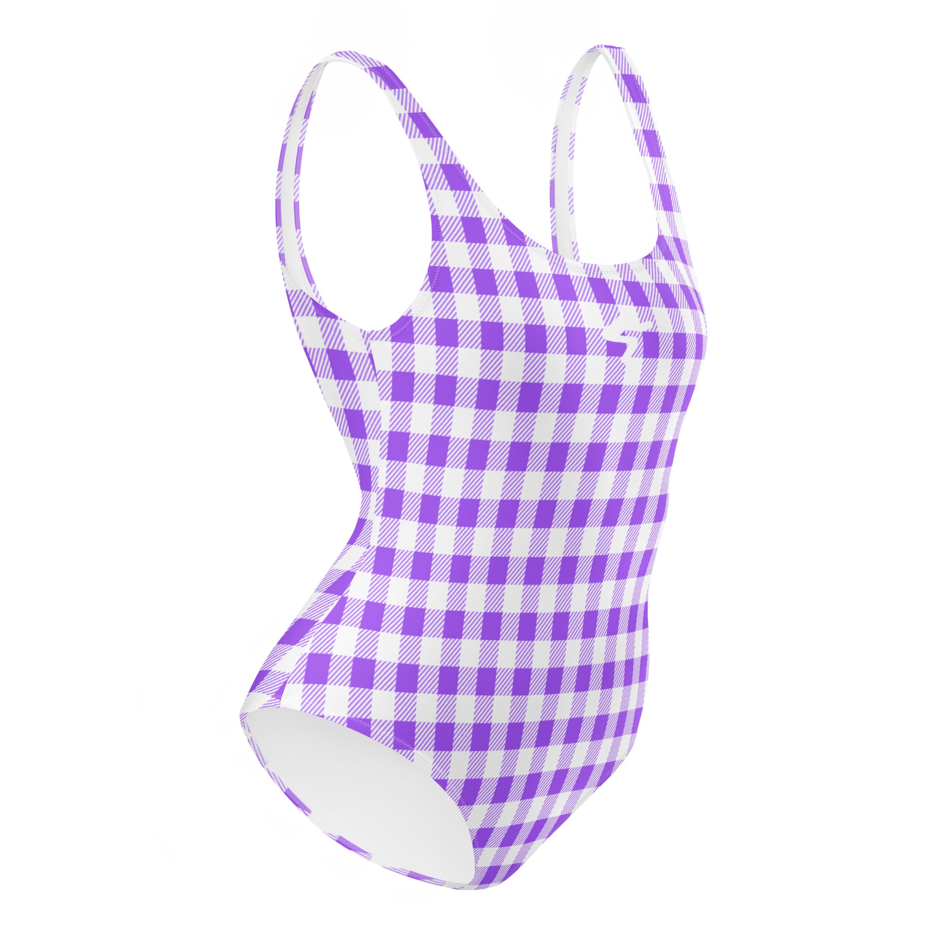 The Gymbum UK QuickDry Purple Plaid Pattern One-Piece Swimsuit