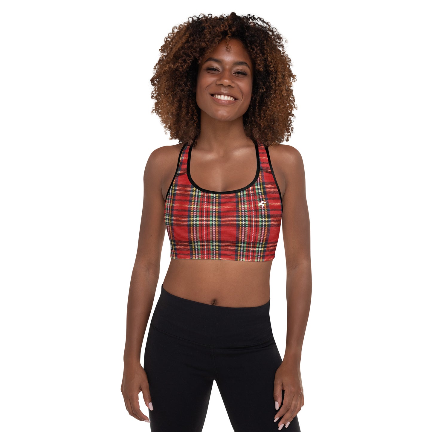 The GymBumUK QuickDry Red Tartan Padded Sports Bra