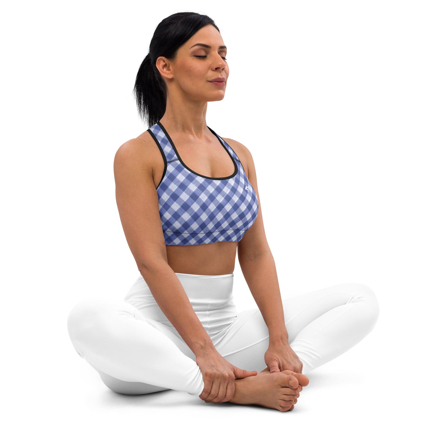 The GymBumUK QuickDry Blue Plaid Padded Sports Bra