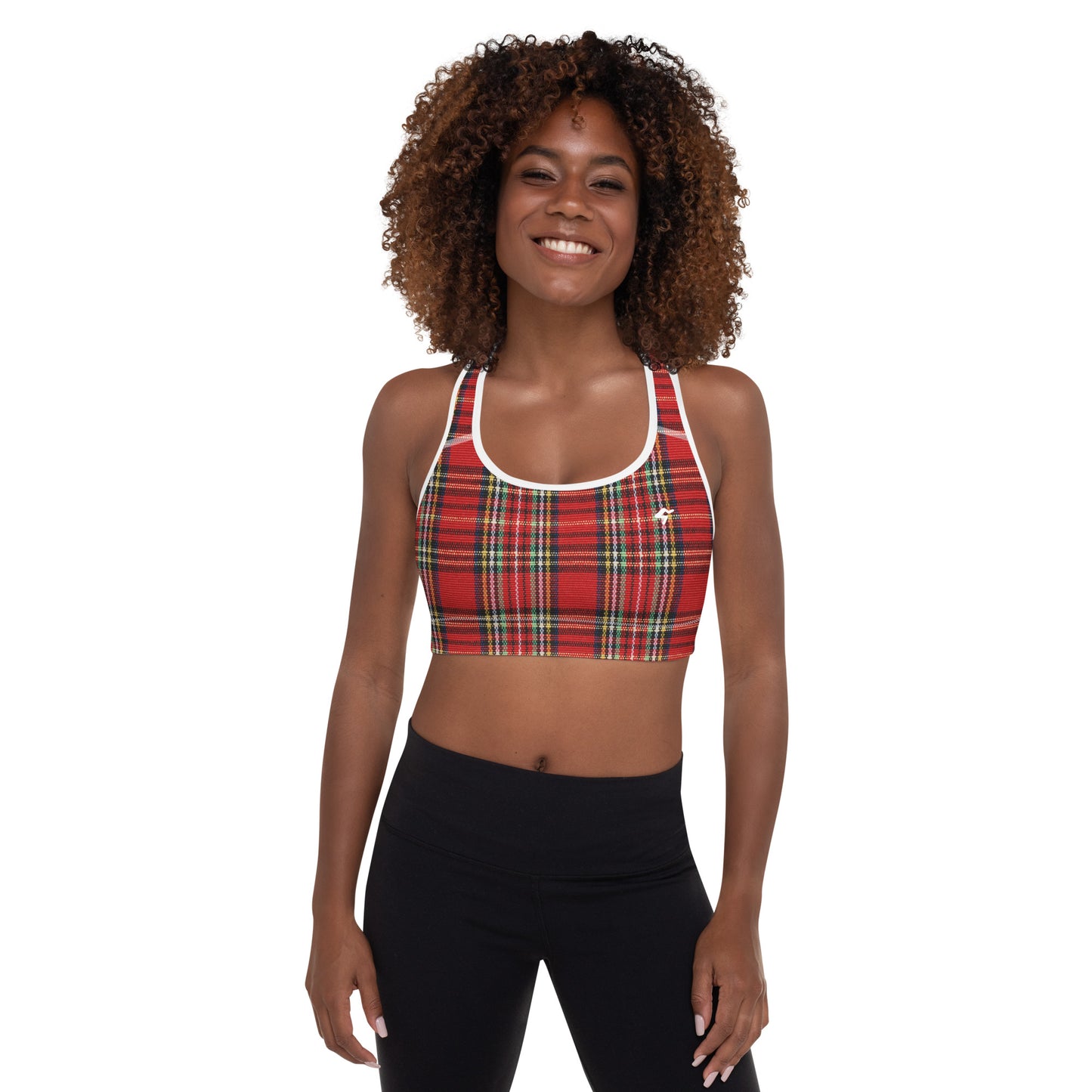 The GymBumUK QuickDry Red Tartan Padded Sports Bra