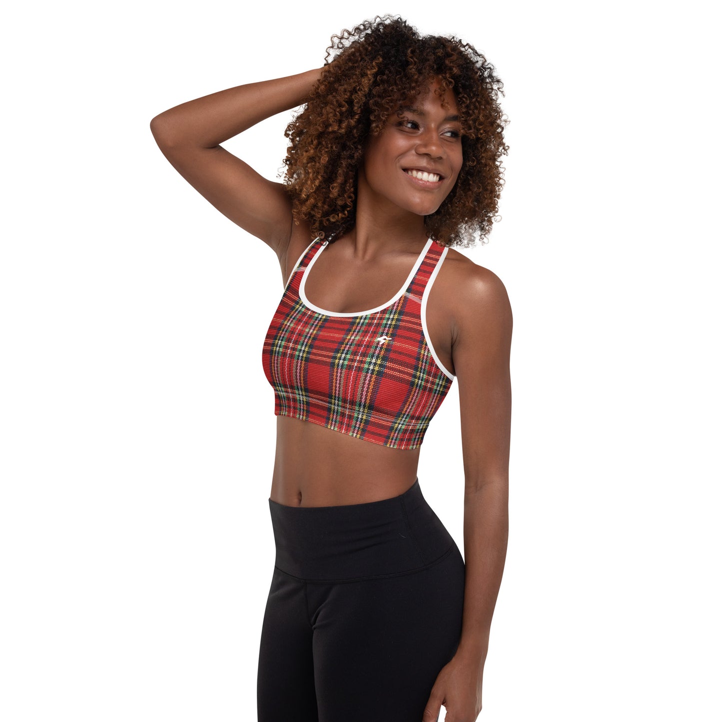 The GymBumUK QuickDry Red Tartan Padded Sports Bra