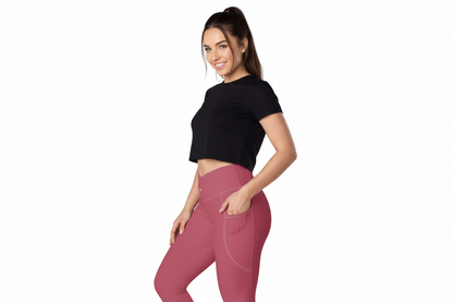 GymBum UK Raspberry Crossover leggings with pockets