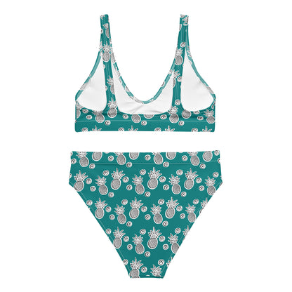 The Gymbum UK QuickDry Pineapple Dusky Teal High-Waisted Bikini