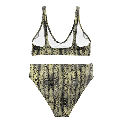 The Gymbum UK QuickDry Black Yellow Snake Print High-Waisted Bikini