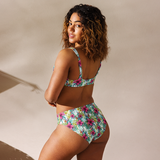 The Gymbum UK Bright Running Flowers high-waisted bikini