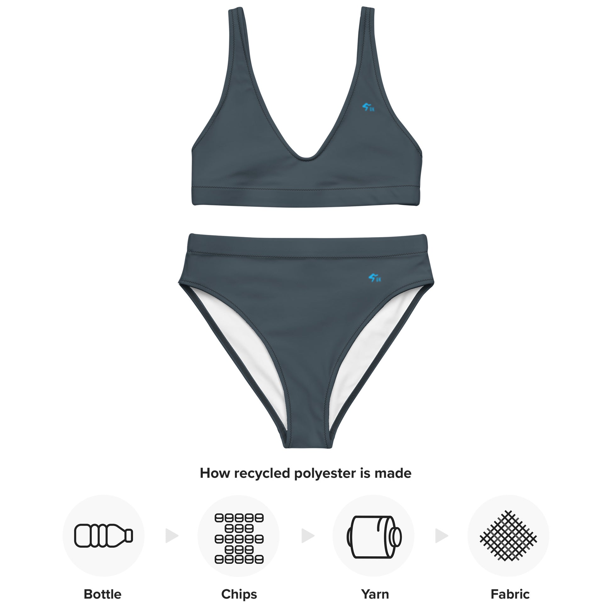 The Gymbum UK Charcoal EcoChic High-Waisted Bikini Set