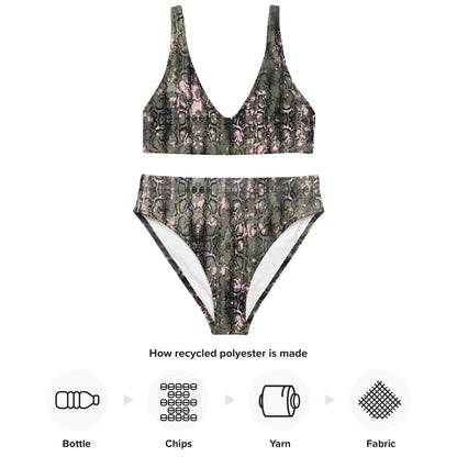 The Gymbum UK QuickDry Black Pink Snake Print High-Waisted Bikini