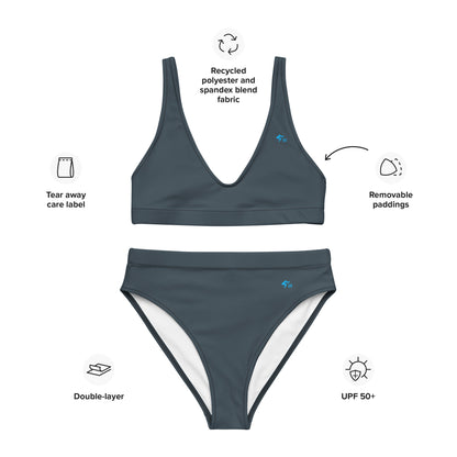 The Gymbum UK Charcoal EcoChic High-Waisted Bikini Set