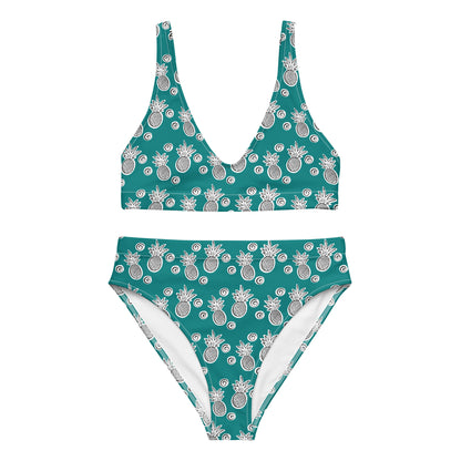 The Gymbum UK QuickDry Pineapple Dusky Teal High-Waisted Bikini