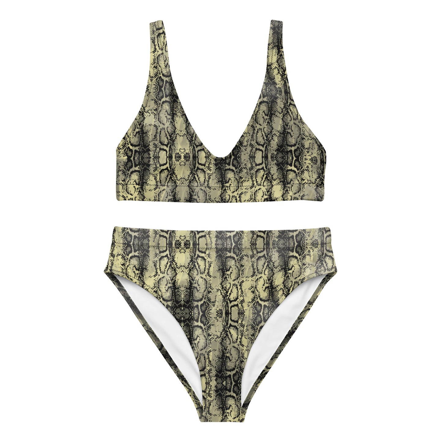 The Gymbum UK QuickDry Black Yellow Snake Print High-Waisted Bikini