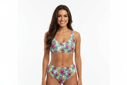 The Gymbum UK Bright Running Flowers high-waisted bikini