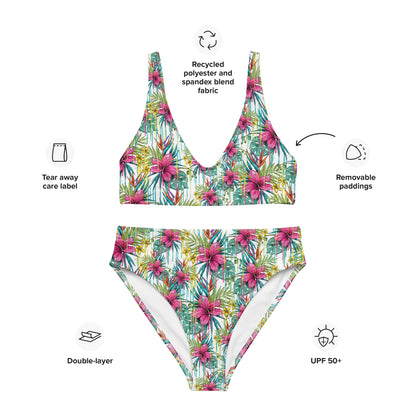 The Gymbum UK Bright Running Flowers high-waisted bikini