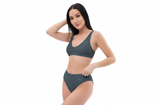 The Gymbum UK Charcoal EcoChic High-Waisted Bikini Set