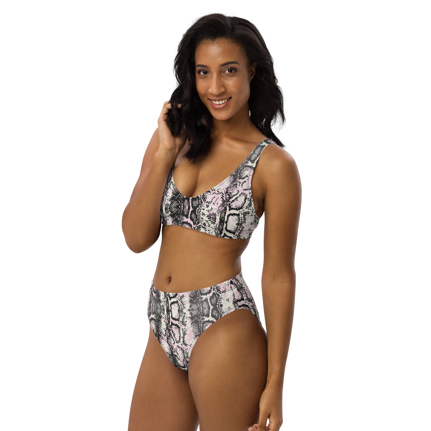 The Gymbum UK QuickDry Faded Snake Print High-Waisted Bikini