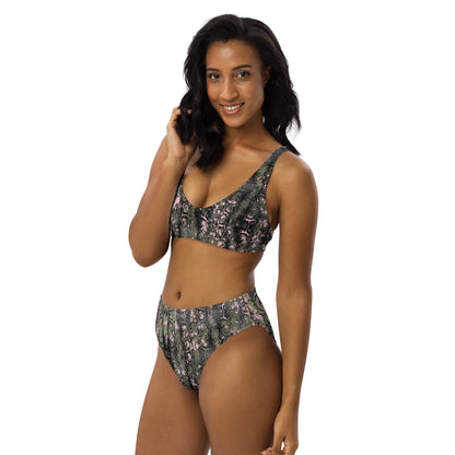 The Gymbum UK QuickDry Black Pink Snake Print High-Waisted Bikini