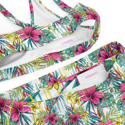 The Gymbum UK Bright Running Flowers high-waisted bikini