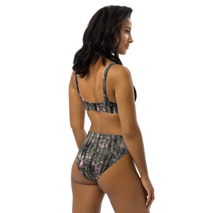 The Gymbum UK QuickDry Black Pink Snake Print High-Waisted Bikini