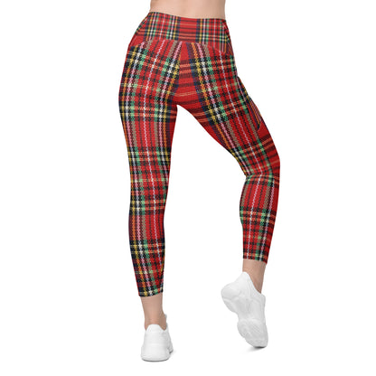 The GymBumUK QuickDry Red Tartan Leggings with pockets