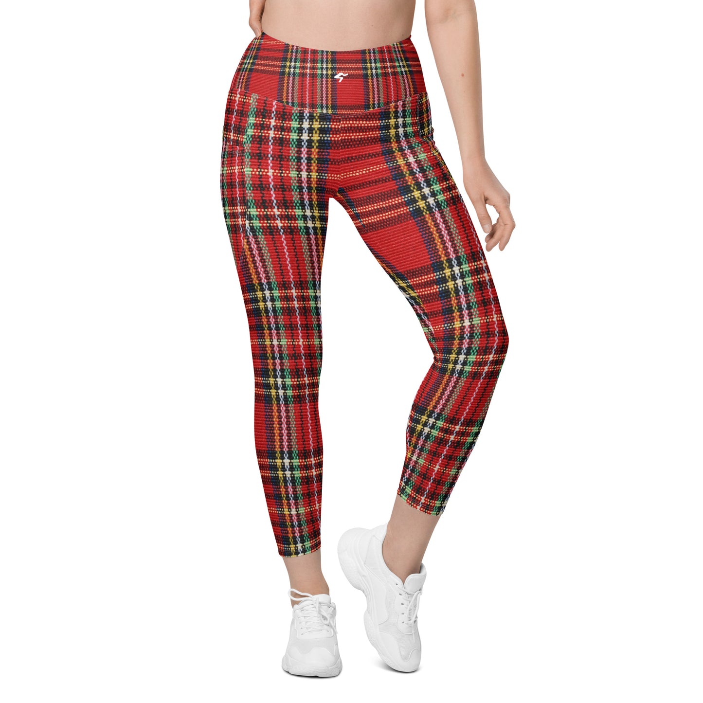 The GymBumUK QuickDry Red Tartan Leggings with pockets