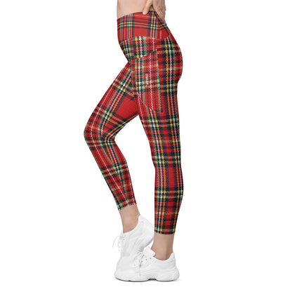 The GymBumUK QuickDry Red Tartan Leggings with pockets