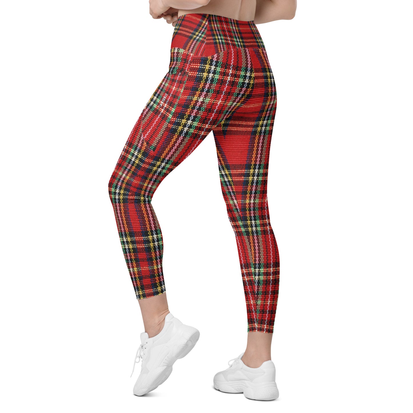 The GymBumUK QuickDry Red Tartan Leggings with pockets