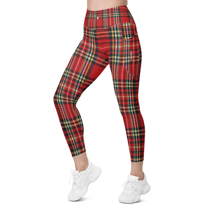 The GymBumUK QuickDry Red Tartan Leggings with pockets