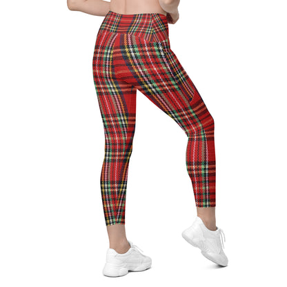 The GymBumUK QuickDry Red Tartan Leggings with pockets