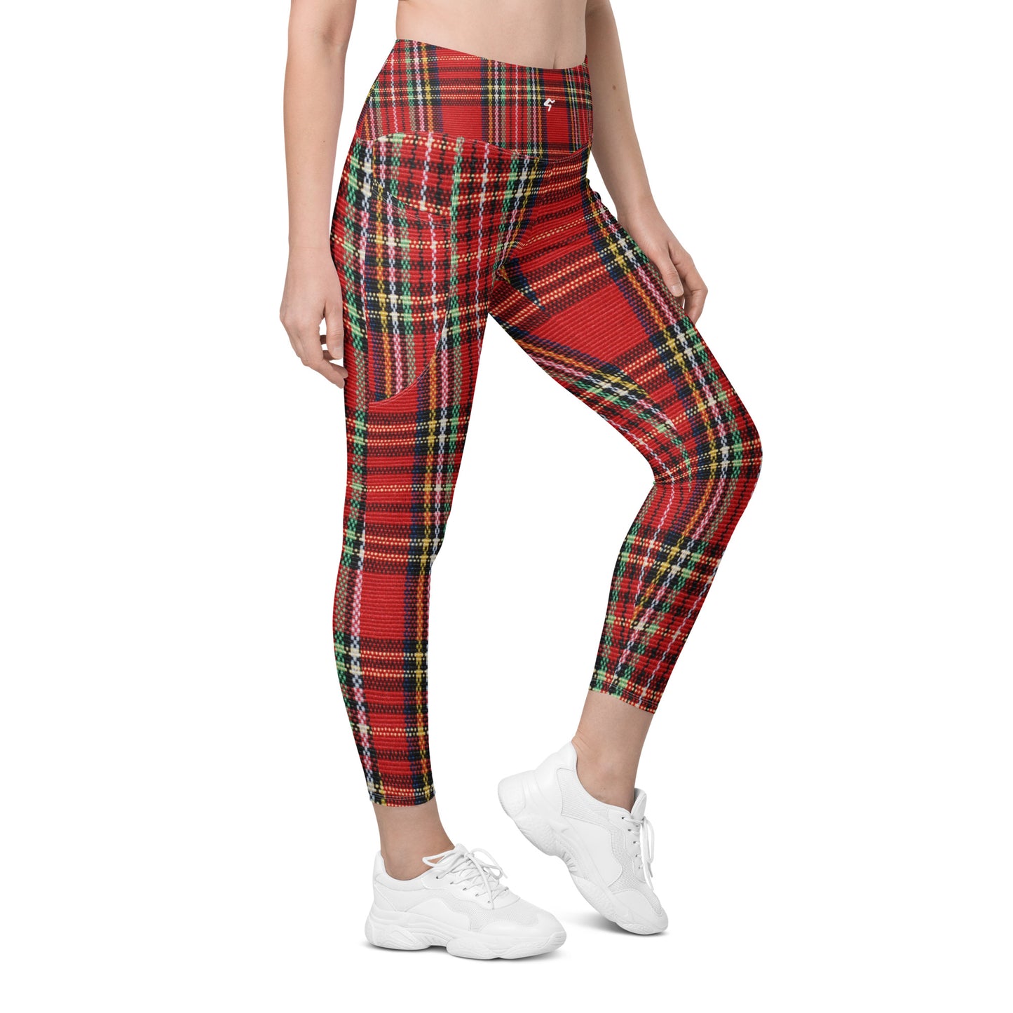 The GymBumUK QuickDry Red Tartan Leggings with pockets