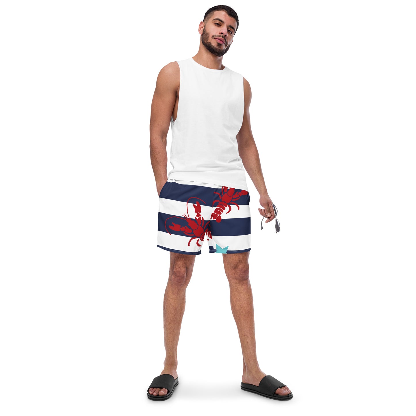 The Gymbum UK Navy Stripe Men's Swim Shorts