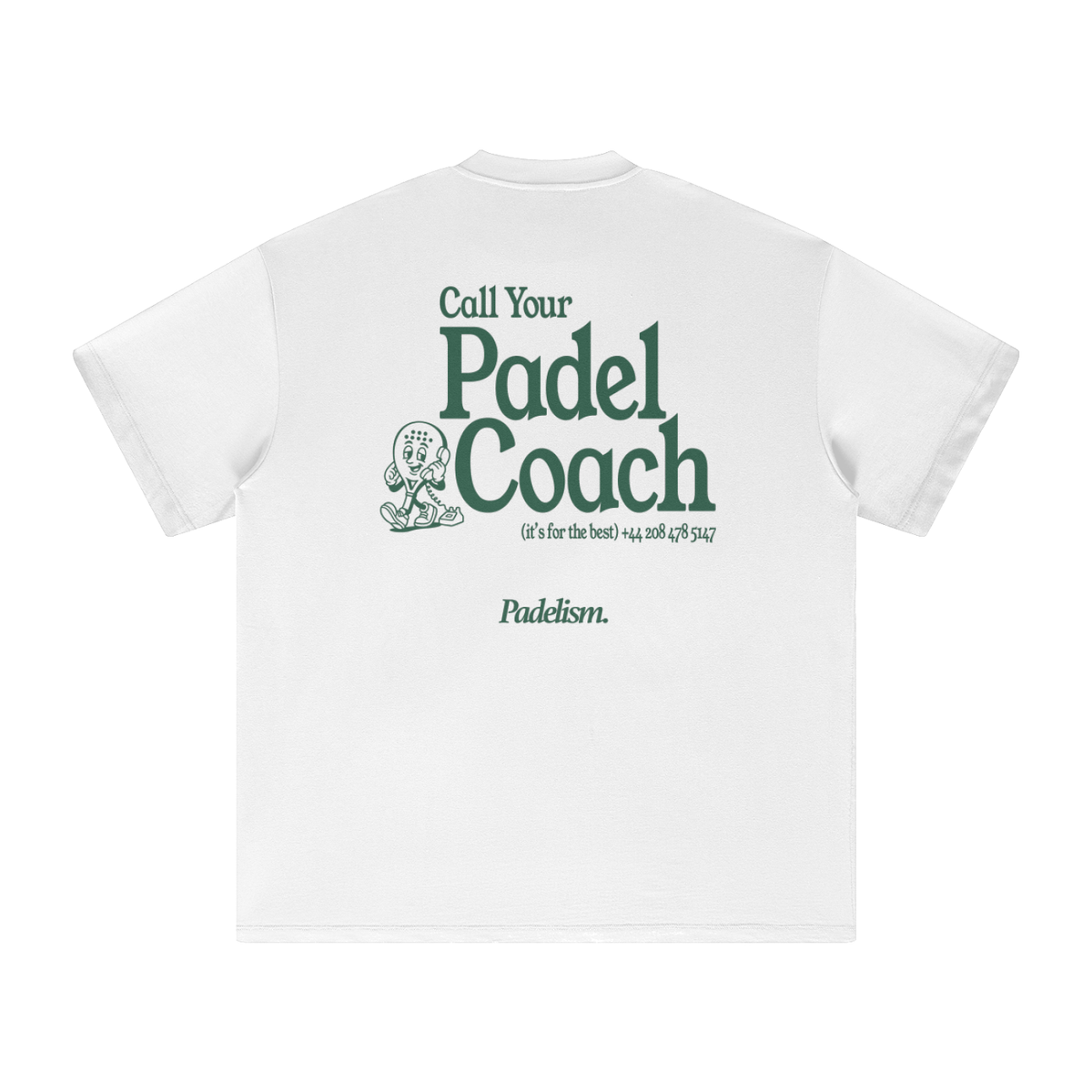 Heavyweight T-shirt, white, back print Call Your Padel Coach