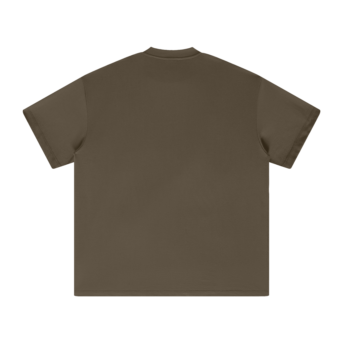 Dark brown heavyweight crew-neck T-shirt, back view, short sleeves