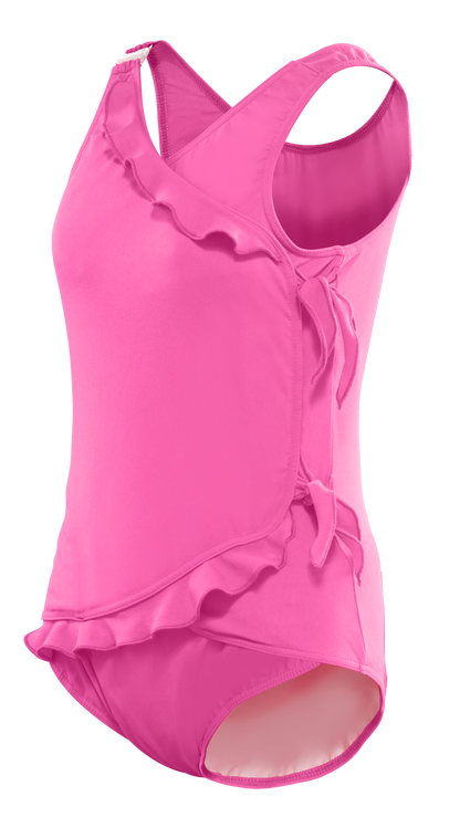 Girl's Waterfall Swimsuit in Pretty Pink