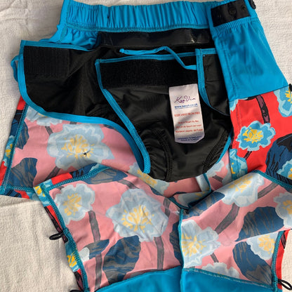 Boy's Wrap Swim Shorts - Floral Blue