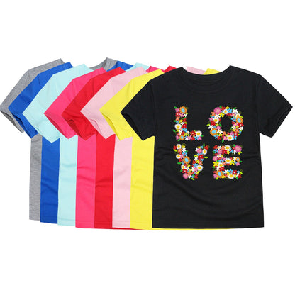 Children’s Cartoon Print Cotton Crew-Neck T-Shirt
