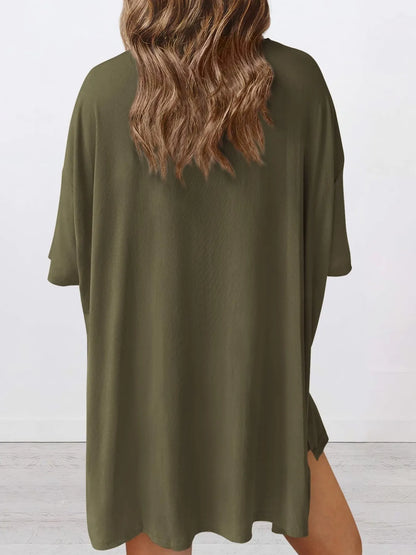 Oversized Round Neck T-Shirt and Shorts Set Plus Size