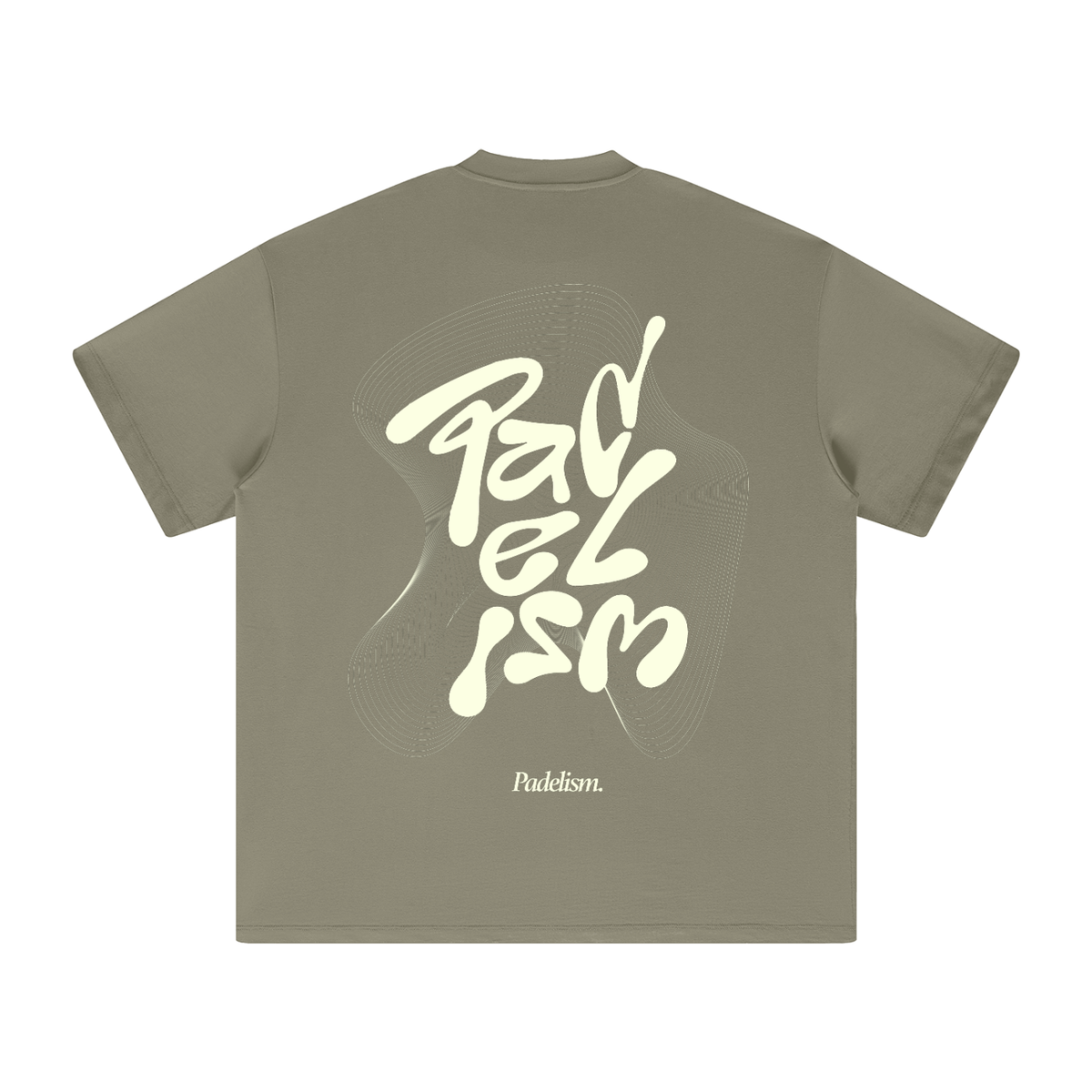 Gray-green heavyweight T-shirt with large front Padelism graphic print
