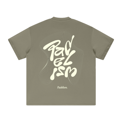 Gray-green heavyweight T-shirt with large front Padelism graphic print