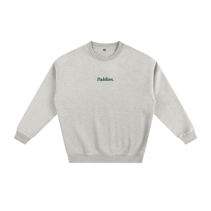Light gray heavyweight padel sweatshirt with small chest logo, crewneck and 3/4 sleeves