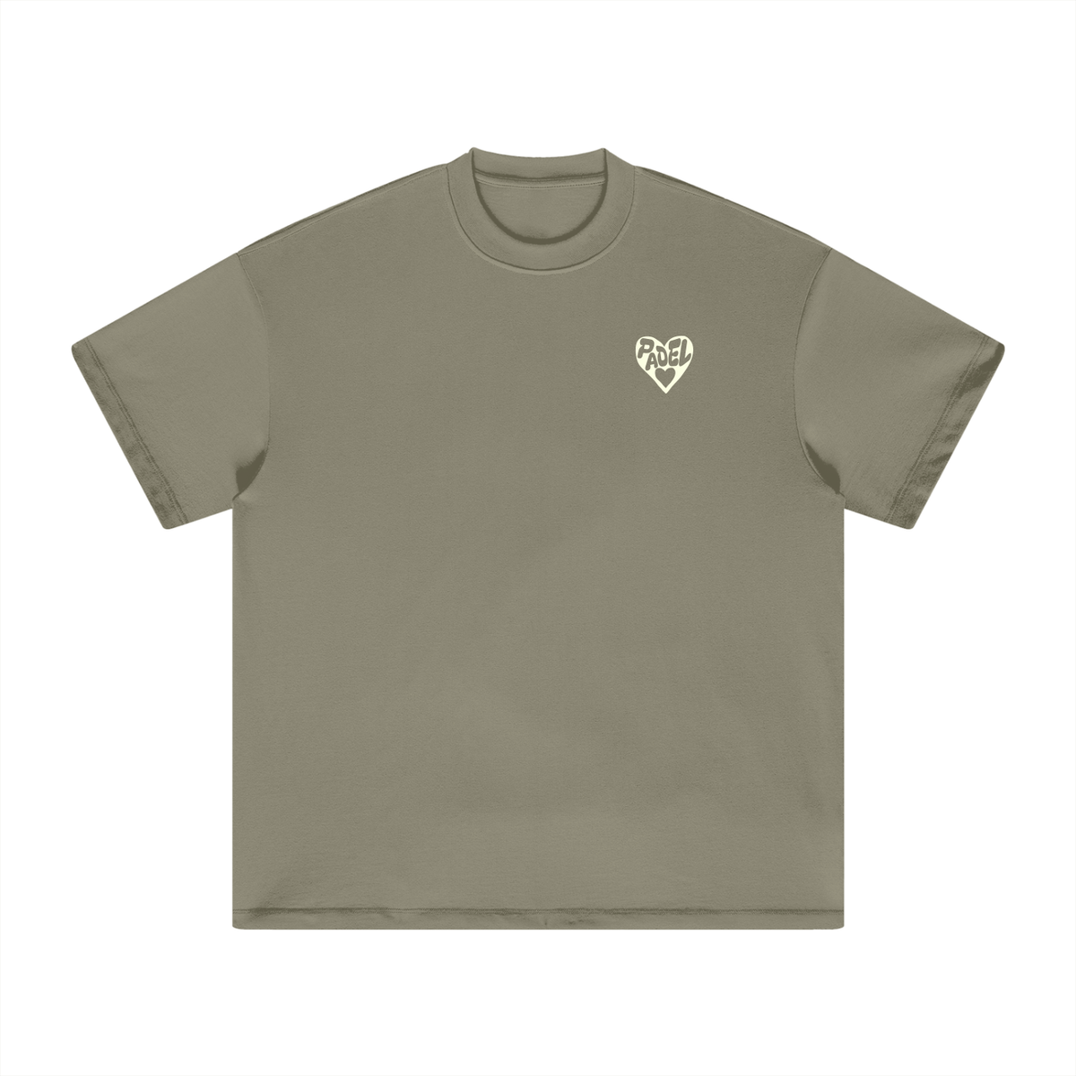 Oat gray heavyweight T-shirt with small chest logo patch