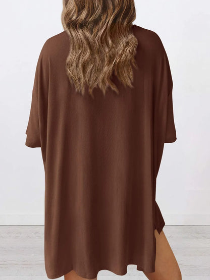 Oversized Round Neck T-Shirt and Shorts Set Plus Size